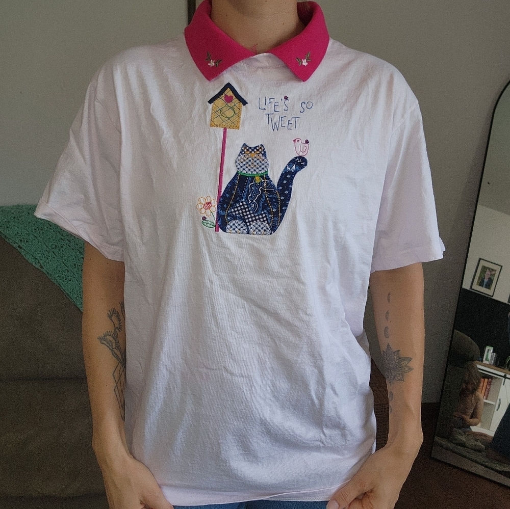 Vintage "Lifes So Tweet" Collared Tee Size Large